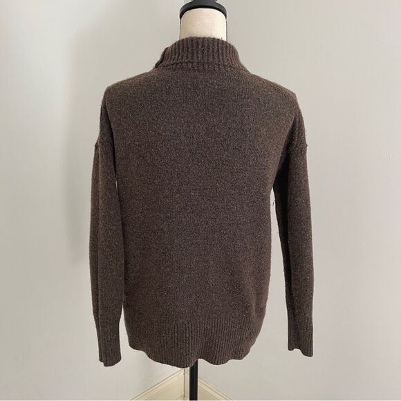 Mock Neck Knit Sweater XS Chocolate Brown Turtleneck Classic Mature Clean Girl - Picture 3 of 10